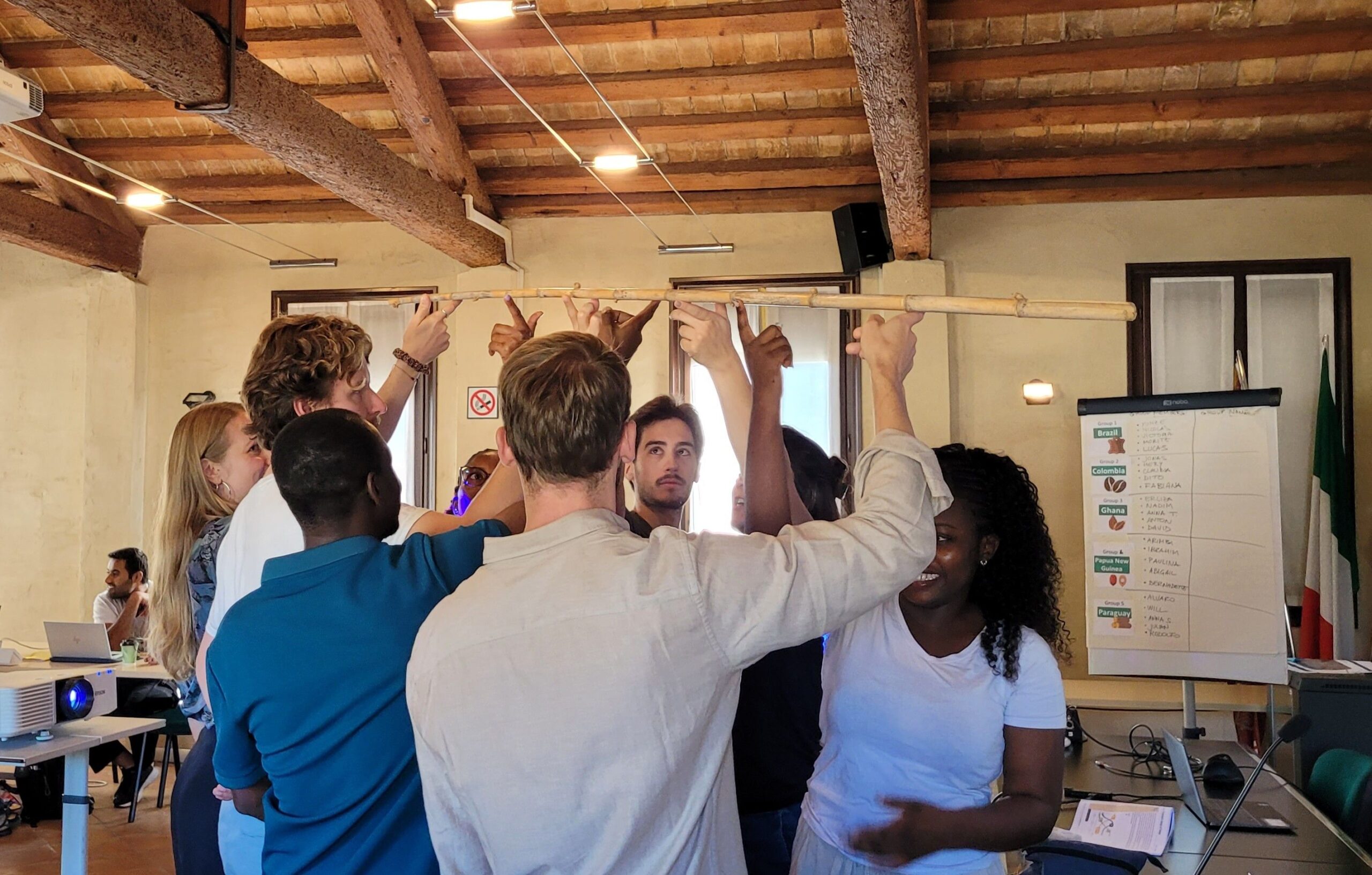 group of students of the EMMA4EU specialization school during an interactive activity.